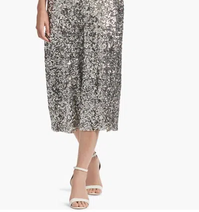 Sachin & Babi Roux Sequin Cutout Midi Dress In Silver In Gray