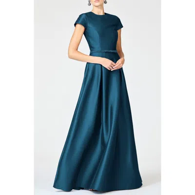Sachin & Babi Sachin Babi Blythe Box Pleat Belt Gown In Green
