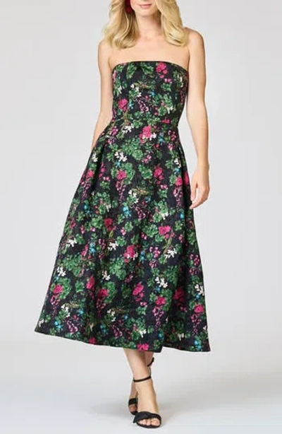 Sachin & Babi Sachin Babi Cloque Strapless Floral Print Dress In Multi