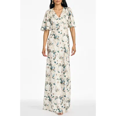 Sachin & Babi Sachin Babi Mae Floral Flutter Sleeve Gown In Multi