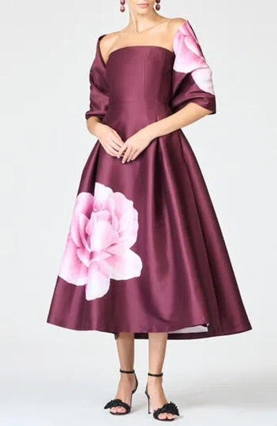 Sachin & Babi Sachin Babi Placed Floral Hug Shawl In Burgundy