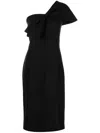 Sachin & Babi Sandra One-shoulder Front-twist Midi Dress In Black