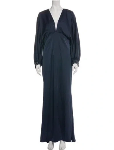Pre-owned Sachin & Babi Satin Long Dress In Blue