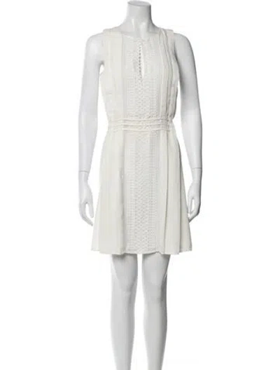 Pre-owned Sachin & Babi Scoop Neck Mini Dress In White