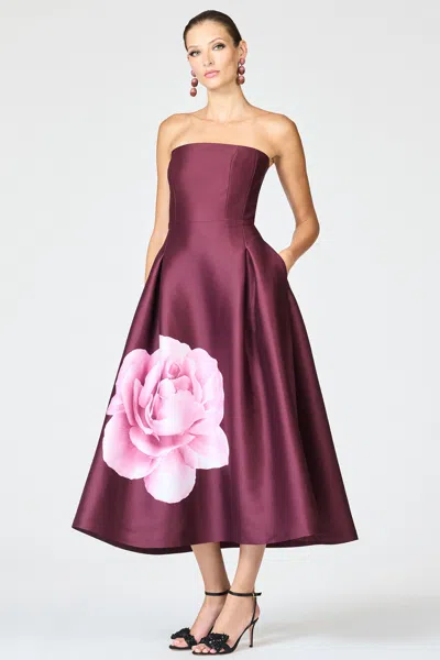 Sachin & Babi Shay Burgundy Mikado Fit And Flare Dress In Bordeaux Esperance