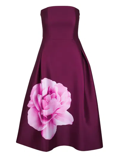 Sachin & Babi Shay Placed Floral Strapless Cocktail Midi Dress In Multi