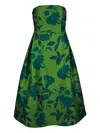 Sachin & Babi Shay Floral Strapless Midi Dress In Green