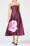 Sachin & Babi Shay Placed Floral Strapless Cocktail Midi Dress In Multi