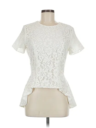 Pre-owned Sachin & Babi Short Sleeve Top Ivory Mock Neckline Tops In White