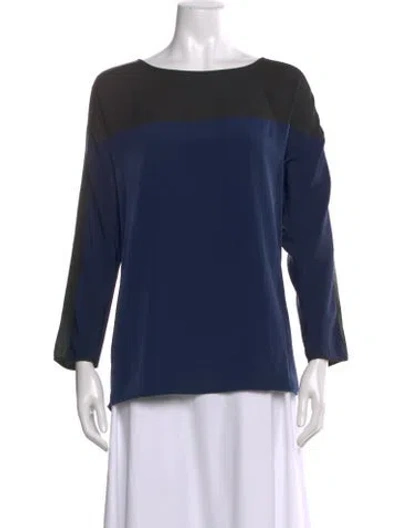 Pre-owned Sachin & Babi Silk Colorblock Pattern Top In Blue