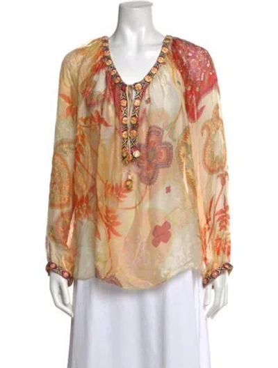 Pre-owned Sachin & Babi Silk Floral Print Blouse In Multicolor