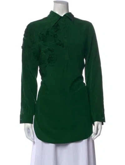 Pre-owned Sachin & Babi Silk Long Sleeve Blouse In Green