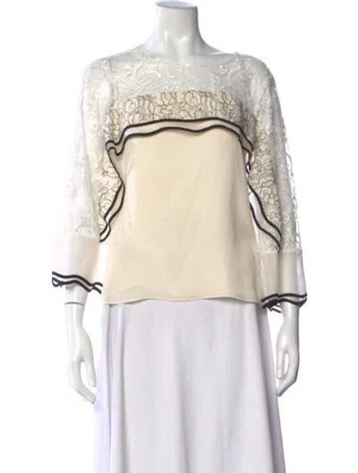 Pre-owned Sachin & Babi Silk Patterned Blouse In Neutral