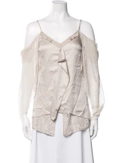 Pre-owned Sachin & Babi Silk Patterned Blouse In Neutrals