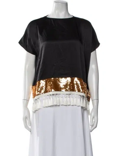 Pre-owned Sachin & Babi Silk Patterned Top In Black/gold