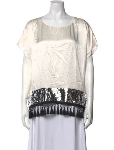 Pre-owned Sachin & Babi Silk Patterned Top In White