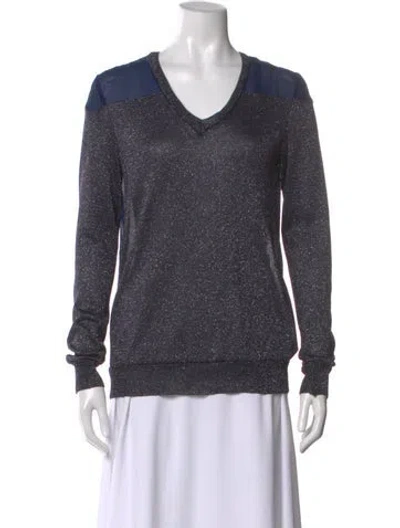 Pre-owned Sachin & Babi Silk Printed Top In Gray