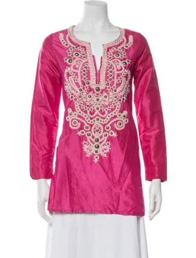 Pre-owned Sachin & Babi Silk Printed Tunic In Pink