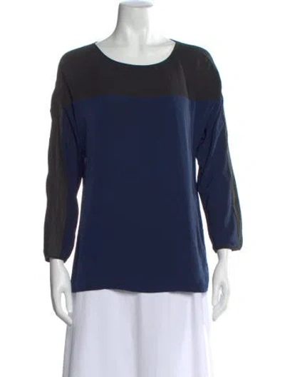 Pre-owned Sachin & Babi Silk Scoop Neck Sweatshirt In Blue