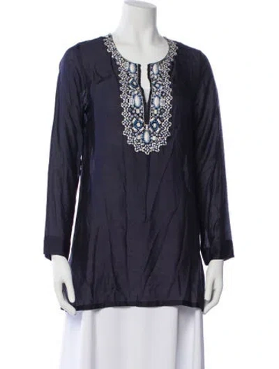 Pre-owned Sachin & Babi Silk V-neck Tunic In Blue