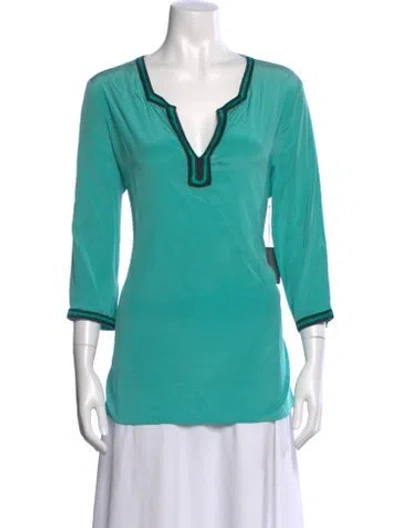 Pre-owned Sachin & Babi Silk V-neck Tunic W/ Tags In Green