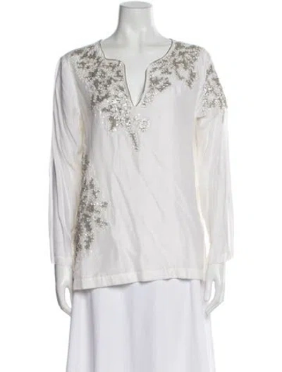 Pre-owned Sachin & Babi Silk V-neck Tunic In White