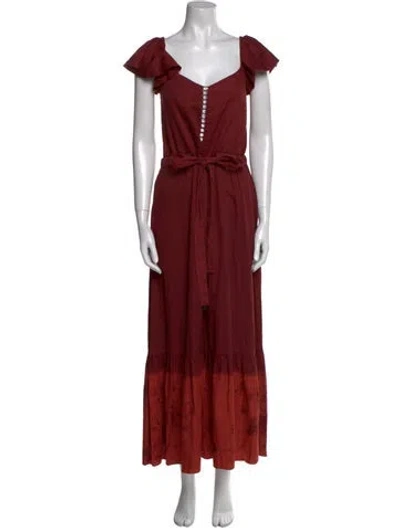 Pre-owned Sachin & Babi Square Neckline Long Dress In Burgundy
