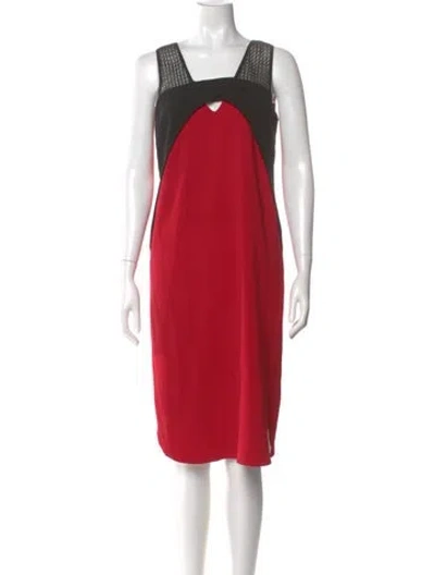 Pre-owned Sachin & Babi Square Neckline Midi Length Dress In Red