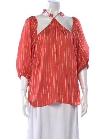 Pre-owned Sachin & Babi Striped Halterneck Blouse W/ Tags In Orange