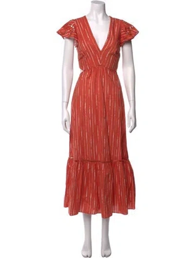 Pre-owned Sachin & Babi Striped Long Dress In Orange