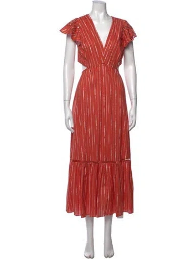 Pre-owned Sachin & Babi Striped Long Dress In Orange
