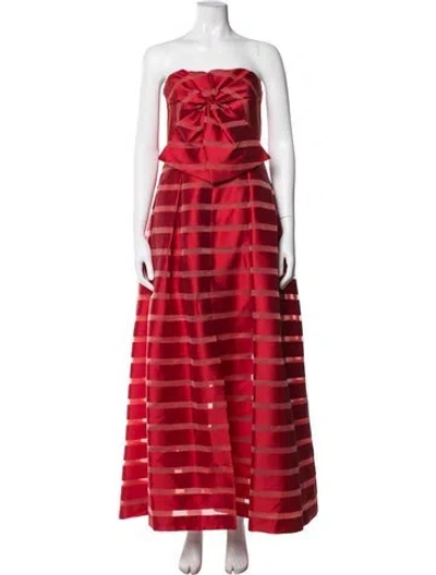 Pre-owned Sachin & Babi Striped Long Dress In Red