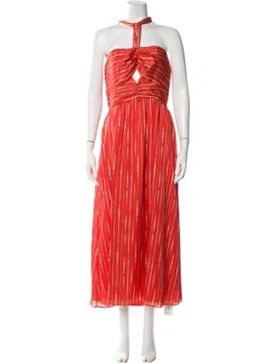 Pre-owned Sachin & Babi Striped Midi Length Dress In Orange