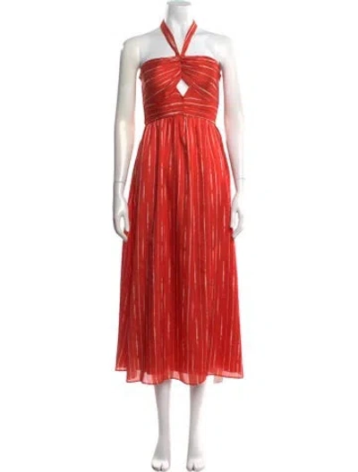 Pre-owned Sachin & Babi Striped Midi Length Dress In Orange