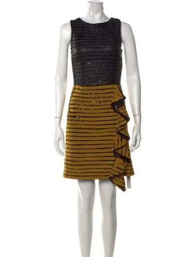 Pre-owned Sachin & Babi Striped Mini Dress In Brown/yellow