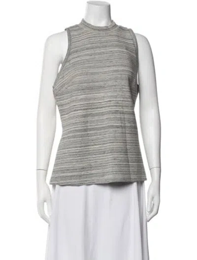 Pre-owned Sachin & Babi Striped Mock Neck Top In Grey