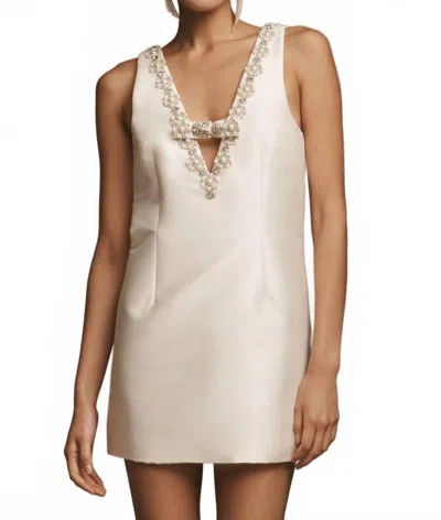 Sachin & Babi Sylvie Pearl-trim V-neck Mini Shift Dress In White