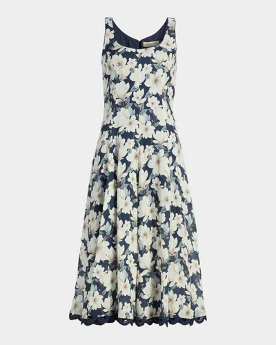 Sachin & Babi Teresa Lace-trim Floral Midi Dress In Blue