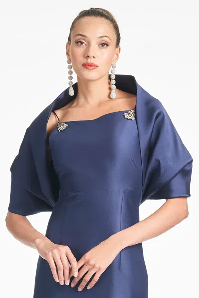 Sachin & Babi The Hug Navy Blue Jacquard Shawl In Night Sky