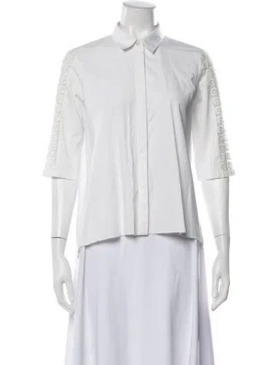 Pre-owned Sachin & Babi Three-quarter Sleeve Button-up Top In White