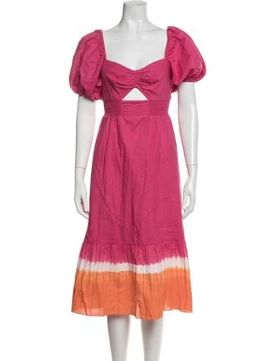 Pre-owned Sachin & Babi Tie-dye Print Midi Length Dress W/ Tags In Pink