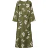 Sachin & Babi Tyra Floral Long Sleeve Satin Midi Dress In Green
