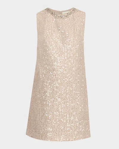Sachin & Babi Uma Crystal-embellished Sequin Mini Dress In Neutral