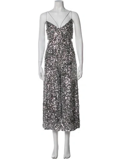 Pre-owned Sachin & Babi V-neck Jumpsuit In Gray