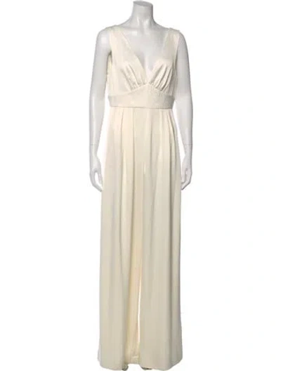 Pre-owned Sachin & Babi V-neck Jumpsuit In Neutral