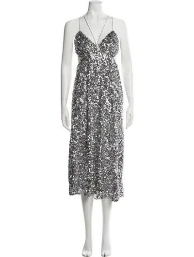 Pre-owned Sachin & Babi V-neck Knee-length Dress In Silver