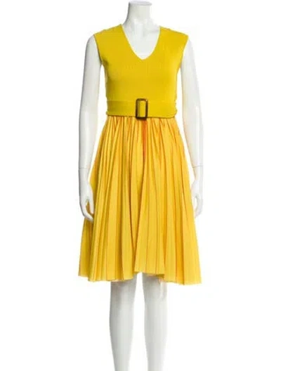 Pre-owned Sachin & Babi V-neck Knee-length Dress In Yellow