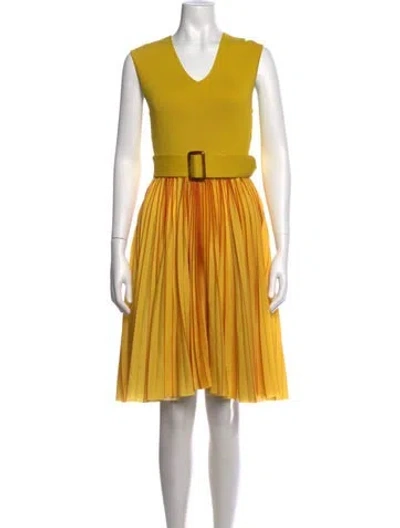 Pre-owned Sachin & Babi V-neck Knee-length Dress In Yellow