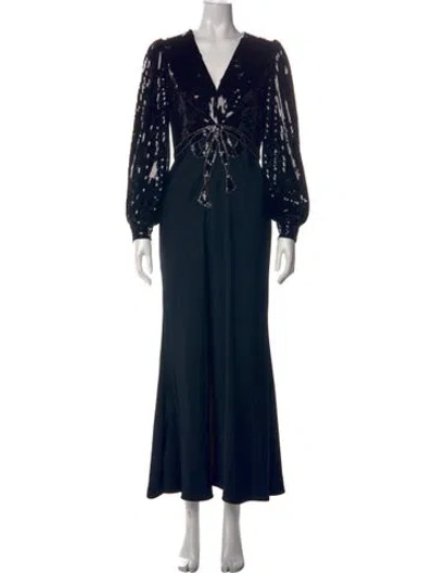 Pre-owned Sachin & Babi V-neck Long Dress In Black
