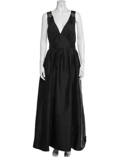 Pre-owned Sachin & Babi V-neck Long Dress In Black